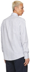 Brunello Cucinelli White & Blue Cotton Basic Fit Shirt
