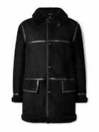 Drake's - HIM Leather-Trimmed Shearling Coat - Black