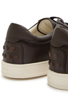 Tods Pebbled Leather Sneakers Brown