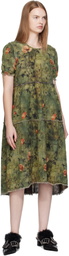 R13 Green Shredded Relaxed Reversible Midi Dress