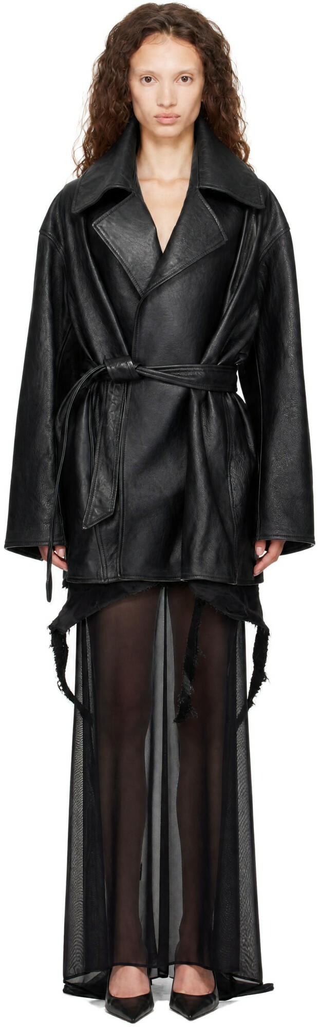 Balenciaga Black High Collar Soft Matte Leather Jacket