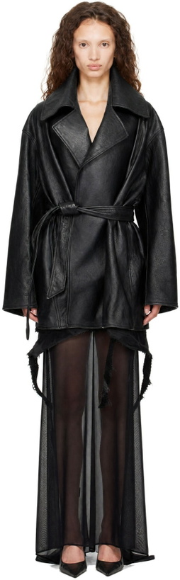 Photo: Balenciaga Black High Collar Soft Matte Leather Jacket