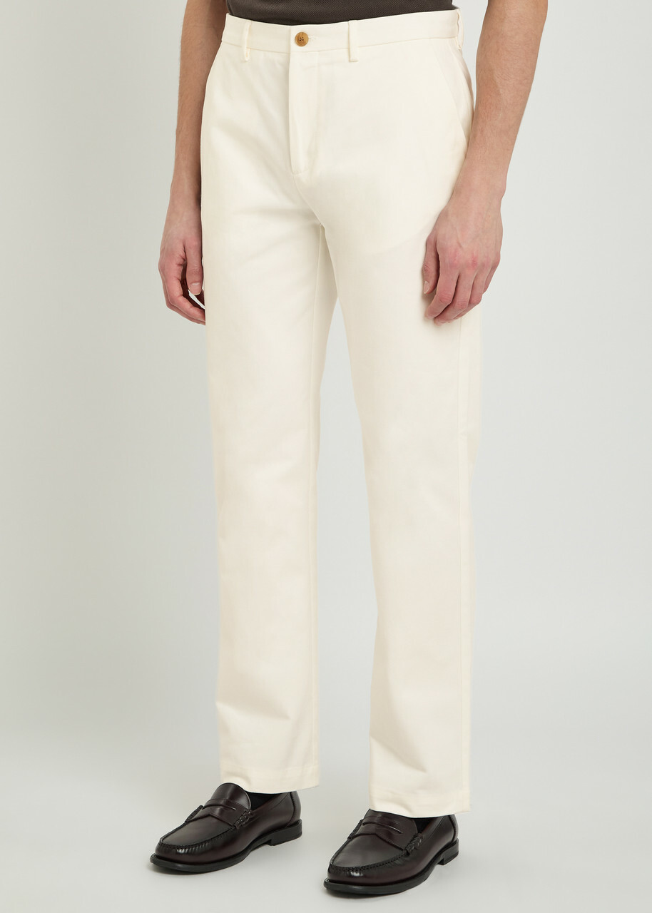 Sunspel Straight-leg Cotton Trousers White