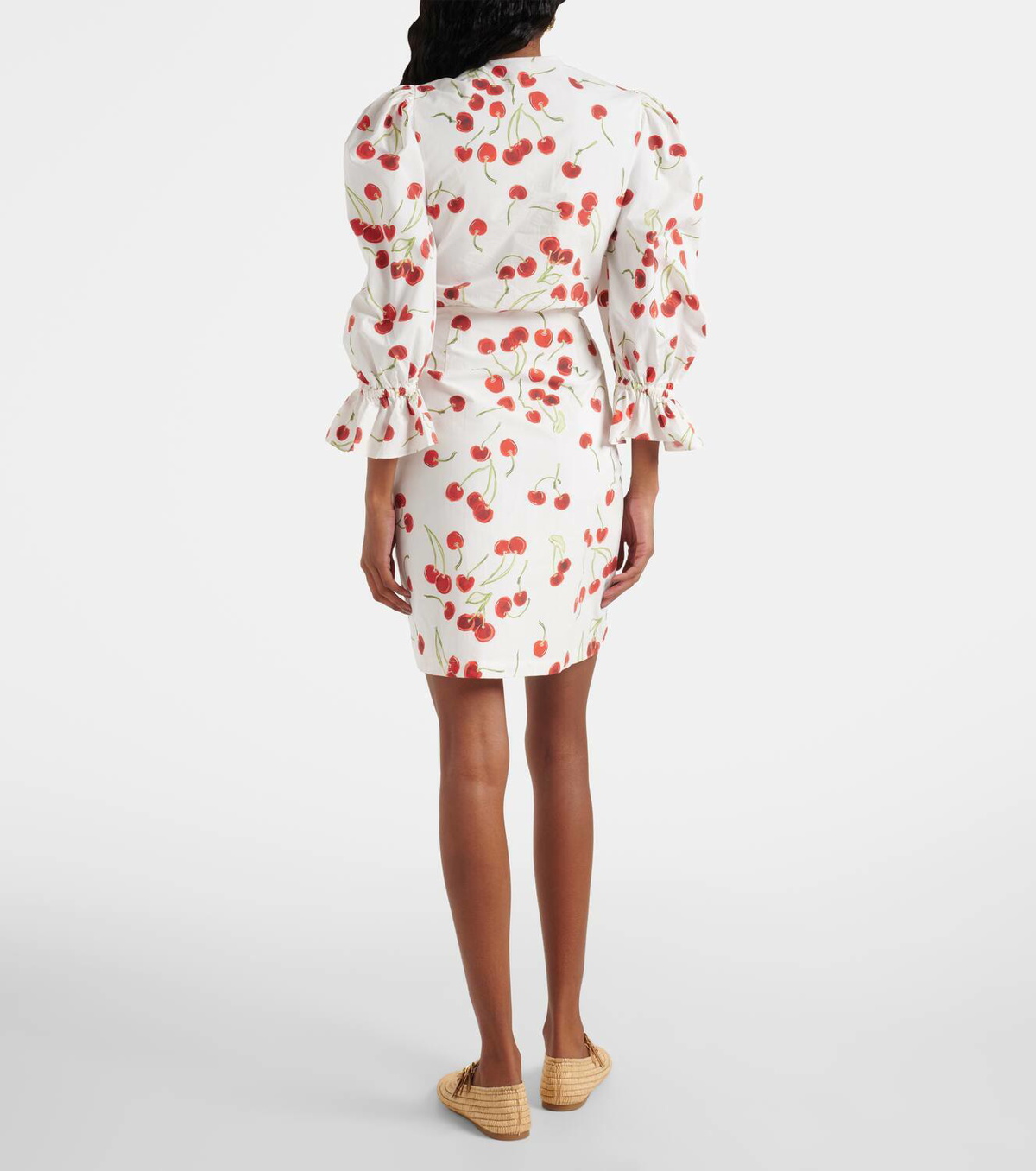 Adriana Degreas Puff-sleeve cotton-blend minidress