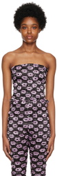 Amy Crookes Black Shirred Tank Top