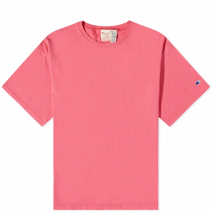 Photo: Champion Reverse Weave Men's Acid Washed T-Shirt in Pink