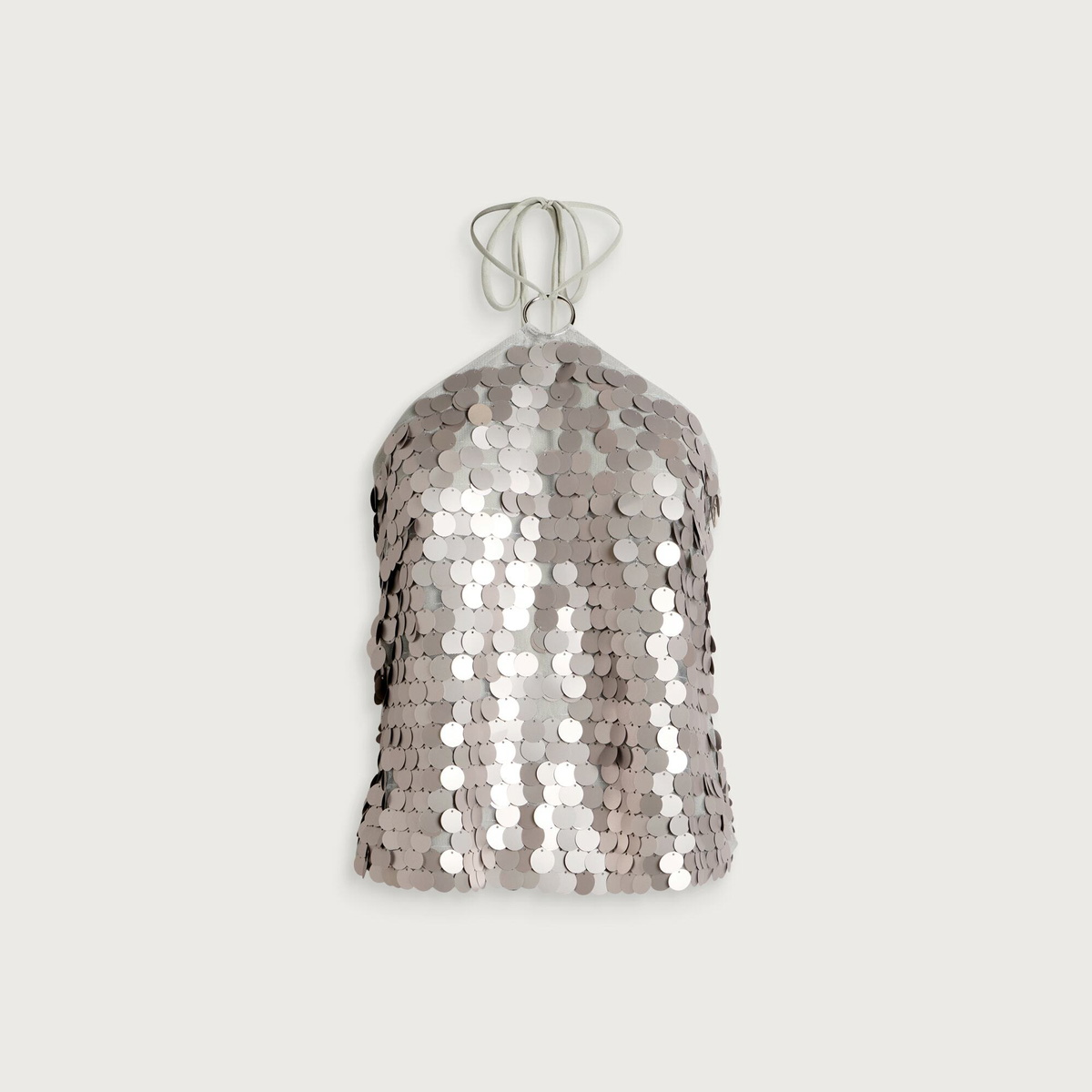 Hosbjerg Women's Delilah Sequin Top in Light Grey