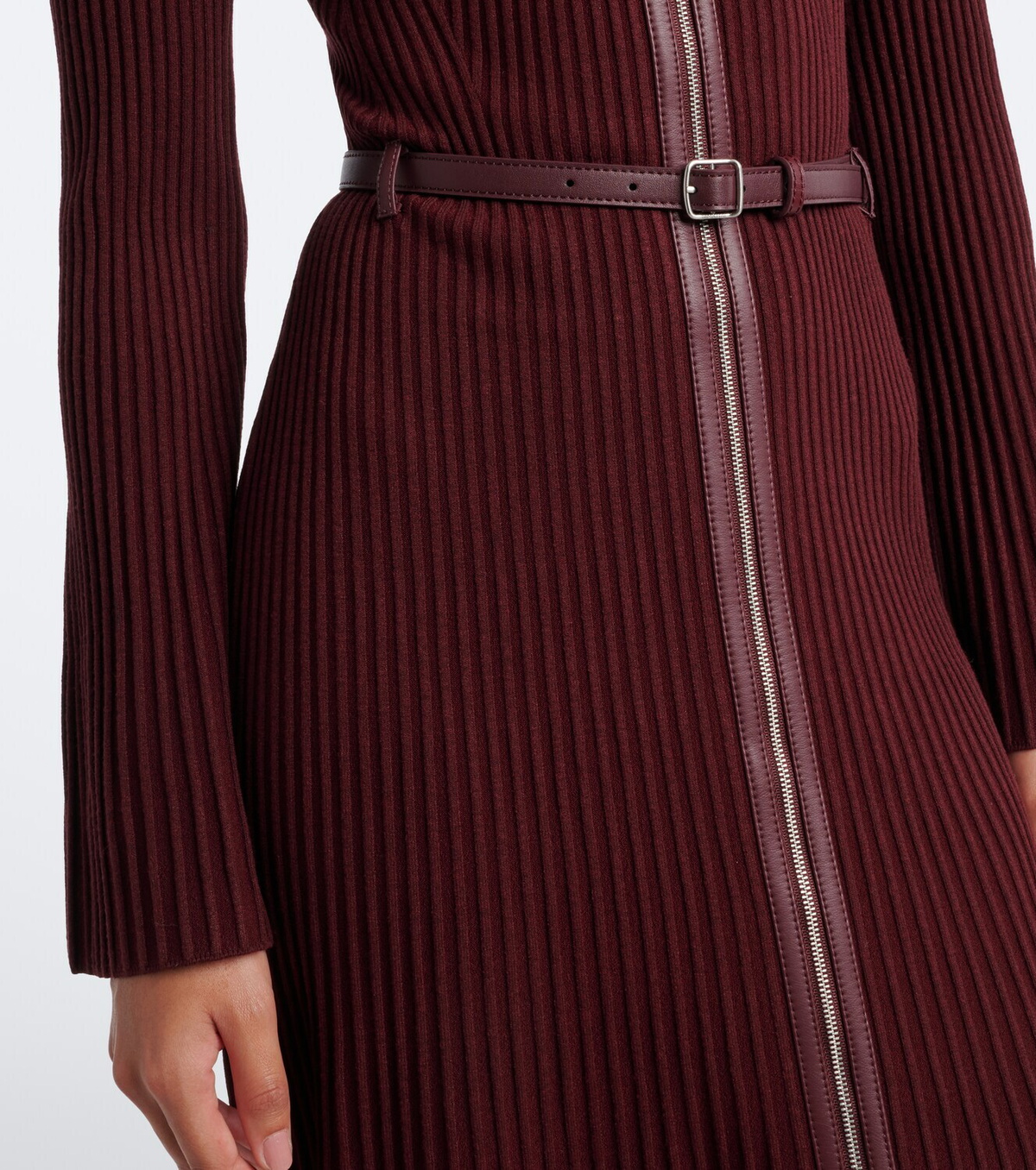 Simkhai Ismelle belted ribbed-knit shirt dress