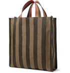 Fendi - Leather-Trimmed Striped Canvas Tote Bag - Men - Brown