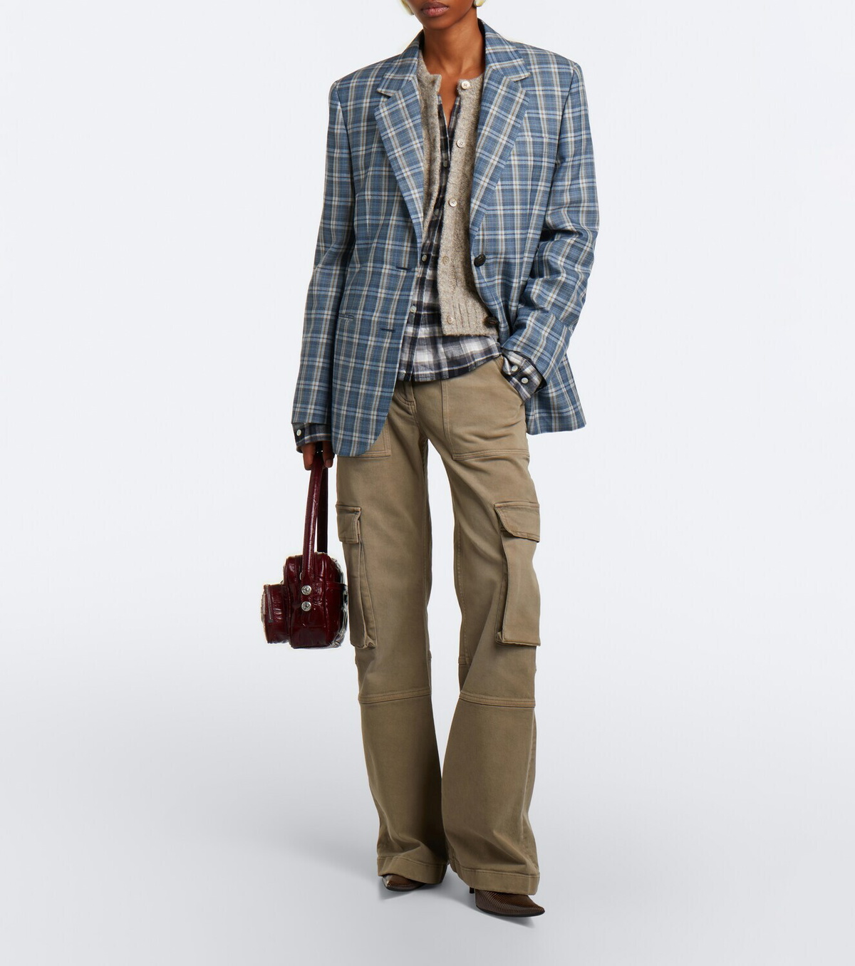 Acne Studios Plaid wool mouliné blazer