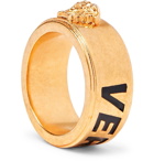 Versace - Logo-Detailed Gold-Tone and Enamel Ring - Gold
