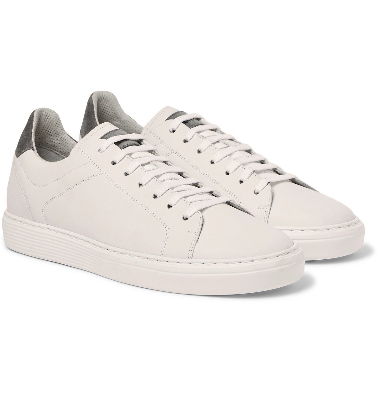 Brunello Cucinelli - Suede-Trimmed Leather Sneakers - White Brunello ...