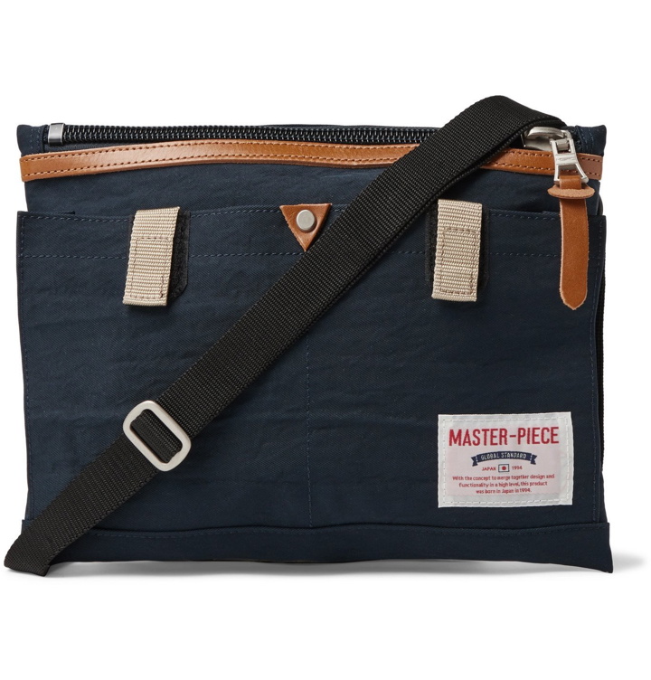 Photo: Master-Piece - Leather-Trimmed Nylon-Twill Messenger Bag - Blue