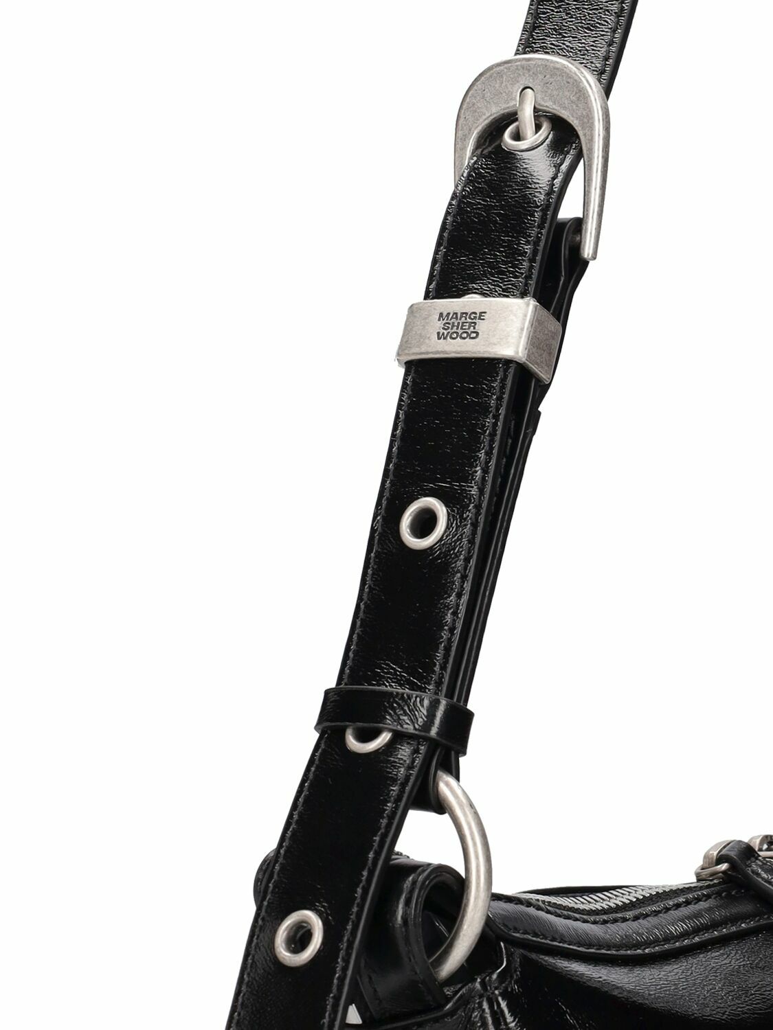 [MARGE SHERWOOD] HOBO MINI+STRAP ☆送料込☆ Marge Sherwood Mini hobo out pocket bag glossy black leather