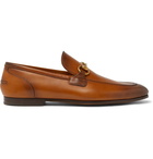 Gucci - Jordaan Horsebit Burnished-Leather Loafers - Brown