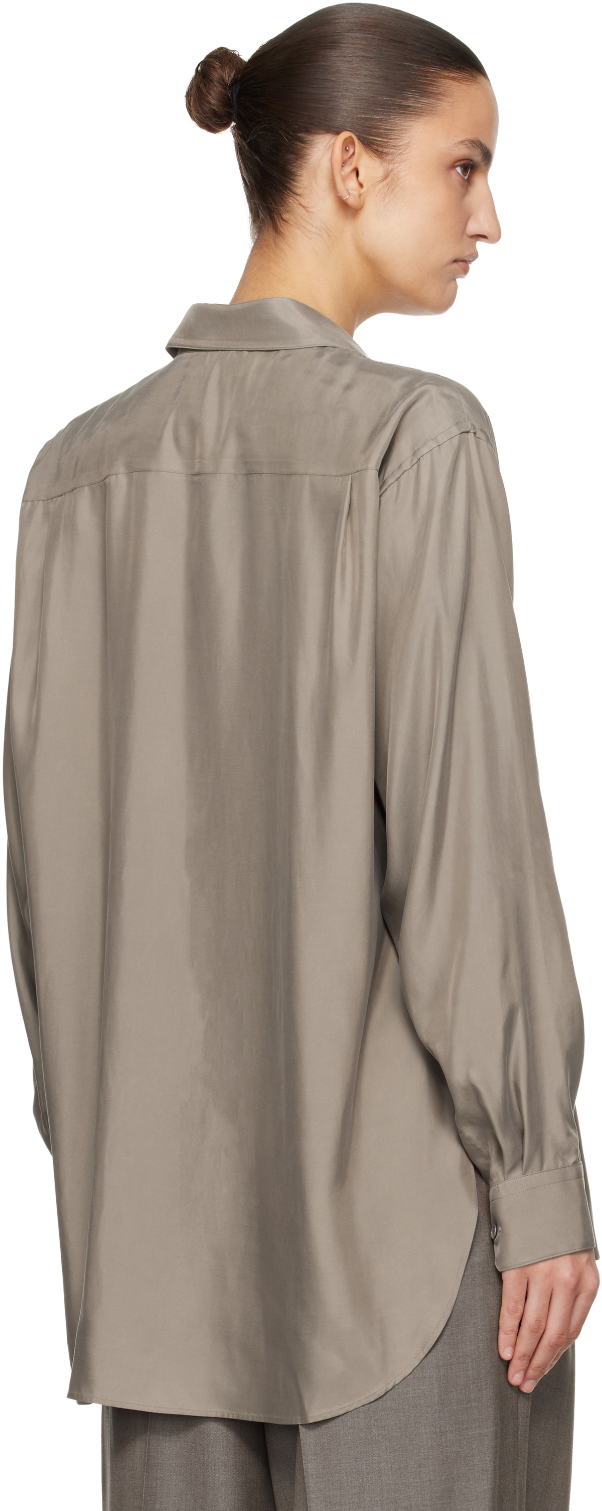ssstein Taupe Cupro Twill Oversized LS Shirt