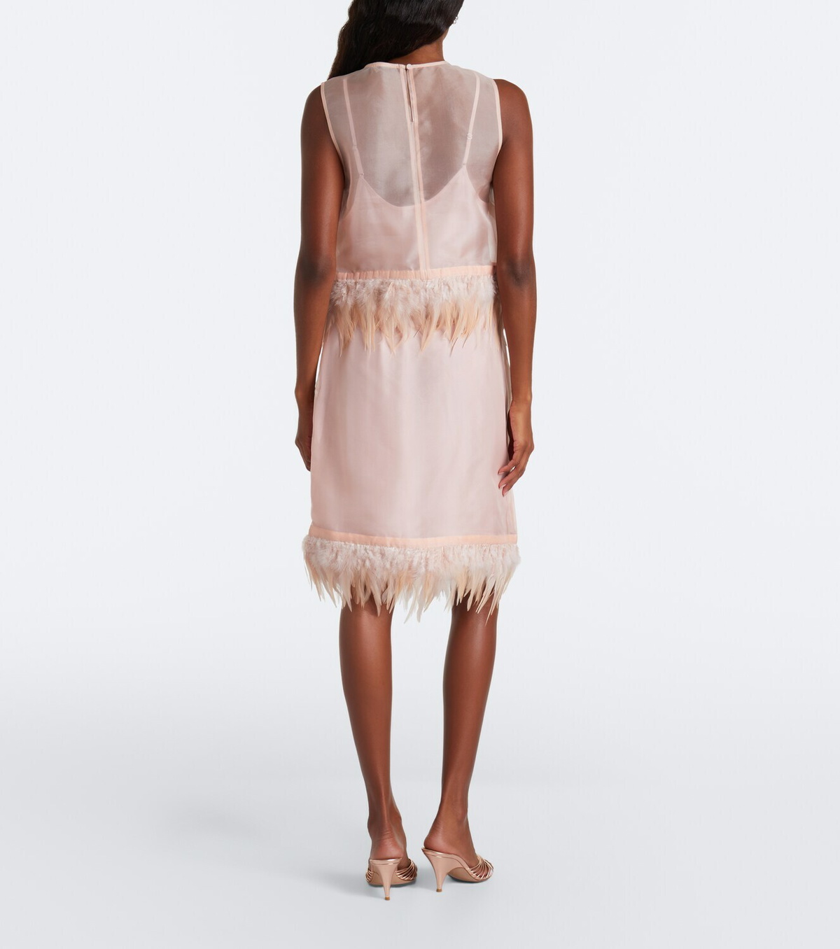 Staud Lark feather-trimmed silk miniskirt