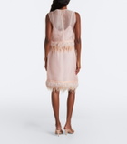 Staud Lark feather-trimmed silk miniskirt