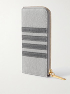 THOM BROWNE - Striped Pebble-Grain Leather Zip-Around Wallet