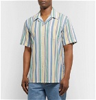 Freemans Sporting Club - Camp-Collar Indigo-Dyed Striped Cotton Shirt - Blue
