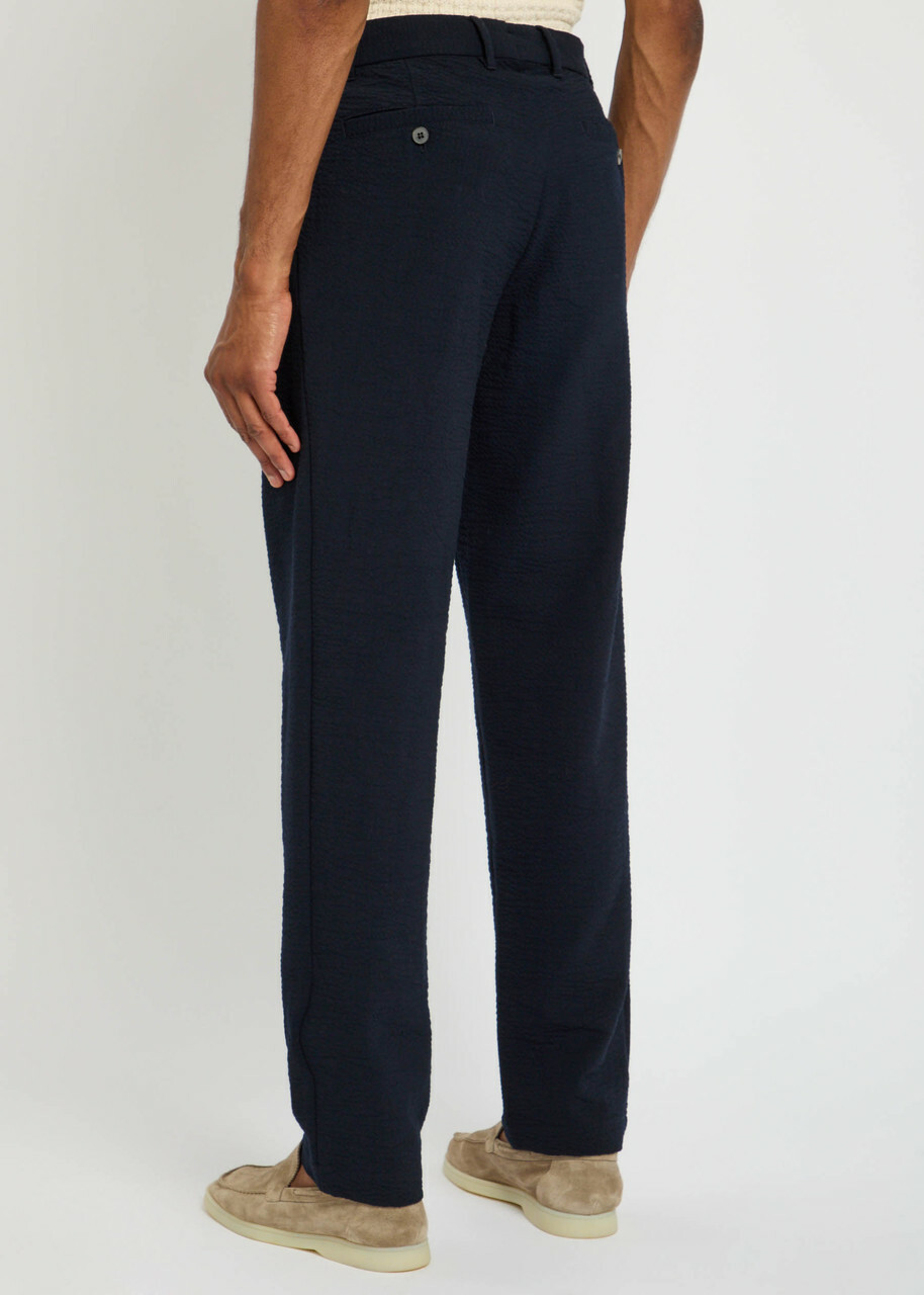 Sunspel Tapered Stretch-wool Trousers Navy