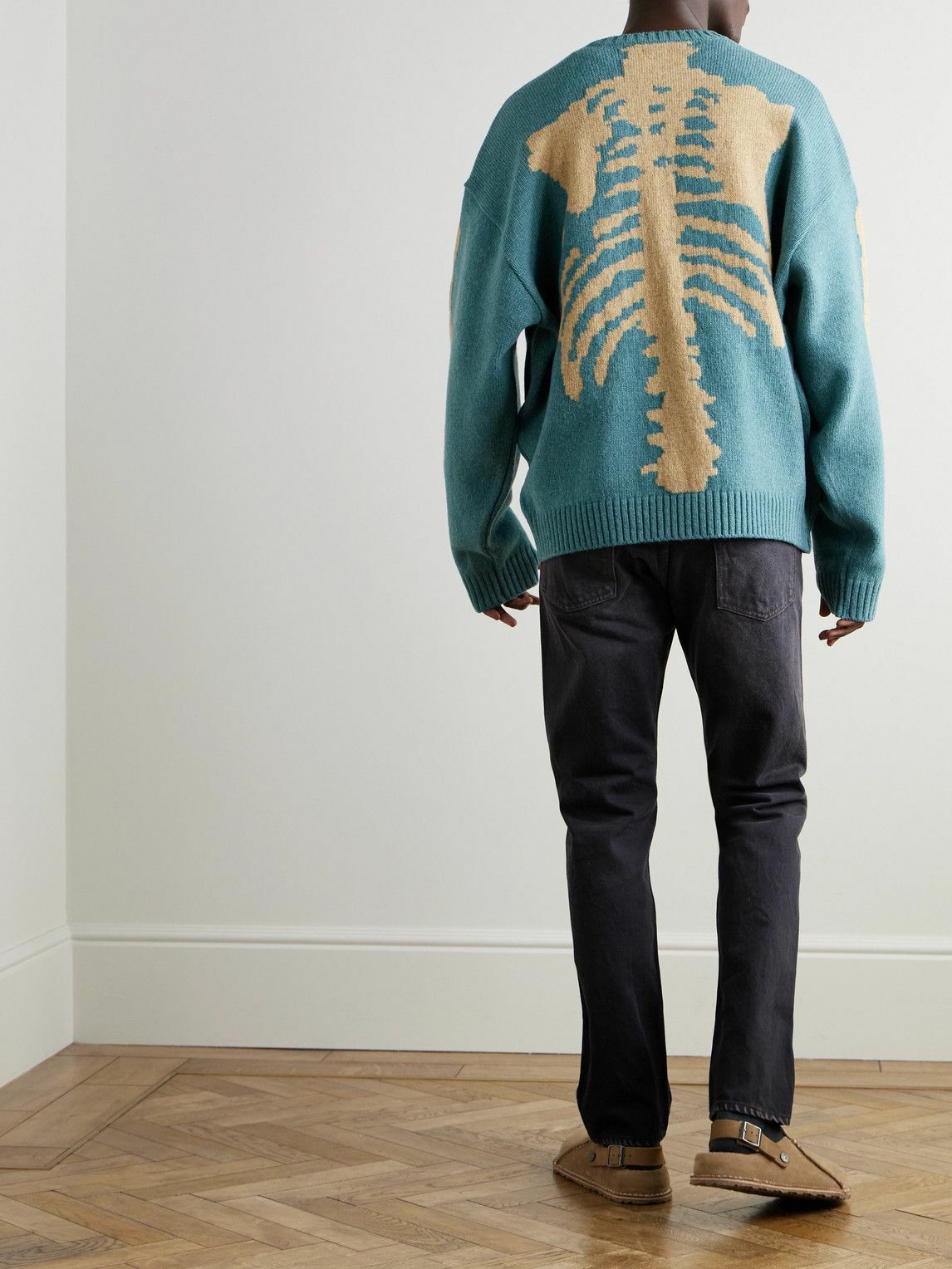 KAPITAL - Oversized Intarsia Wool Sweater - Blue KAPITAL