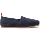 Mulo - Shearling-Lined Suede Slippers - Blue