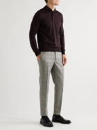 Incotex - Cropped Slim-Fit Prince of Wales Checked Virgin Wool Trousers - Gray