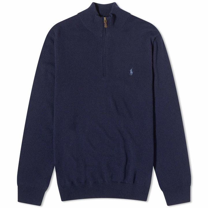 Photo: Polo Ralph Lauren Men's Lambswool Half Zip Knit in Hunter Navy