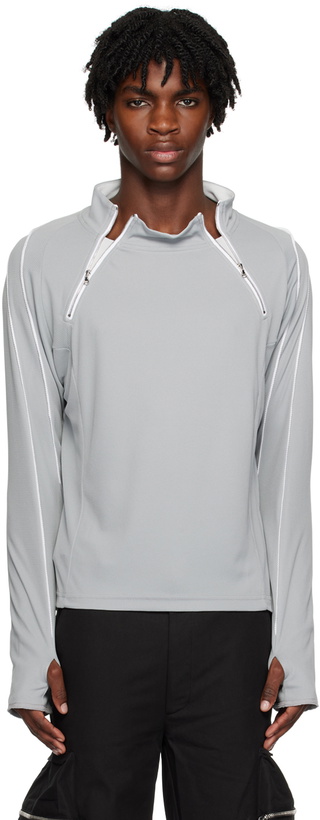 Photo: CMMAWEAR Gray Dual Zip Long Sleeve T-Shirt