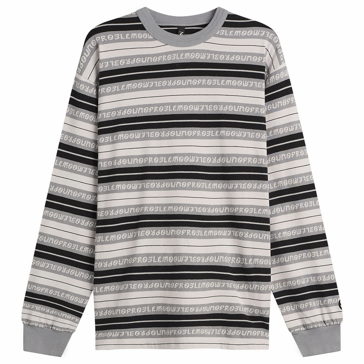 No Problemo Men's Jacquard Stripe Long Sleeve T-Shirt in Black