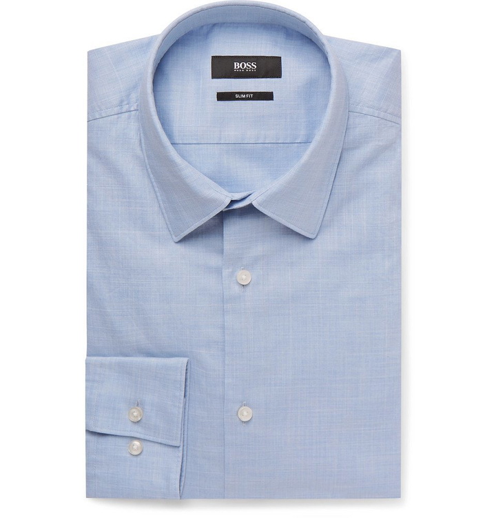 Photo: Hugo Boss - Light-Blue Jack Slim-Fit Washed-Cotton Shirt - Men - Blue