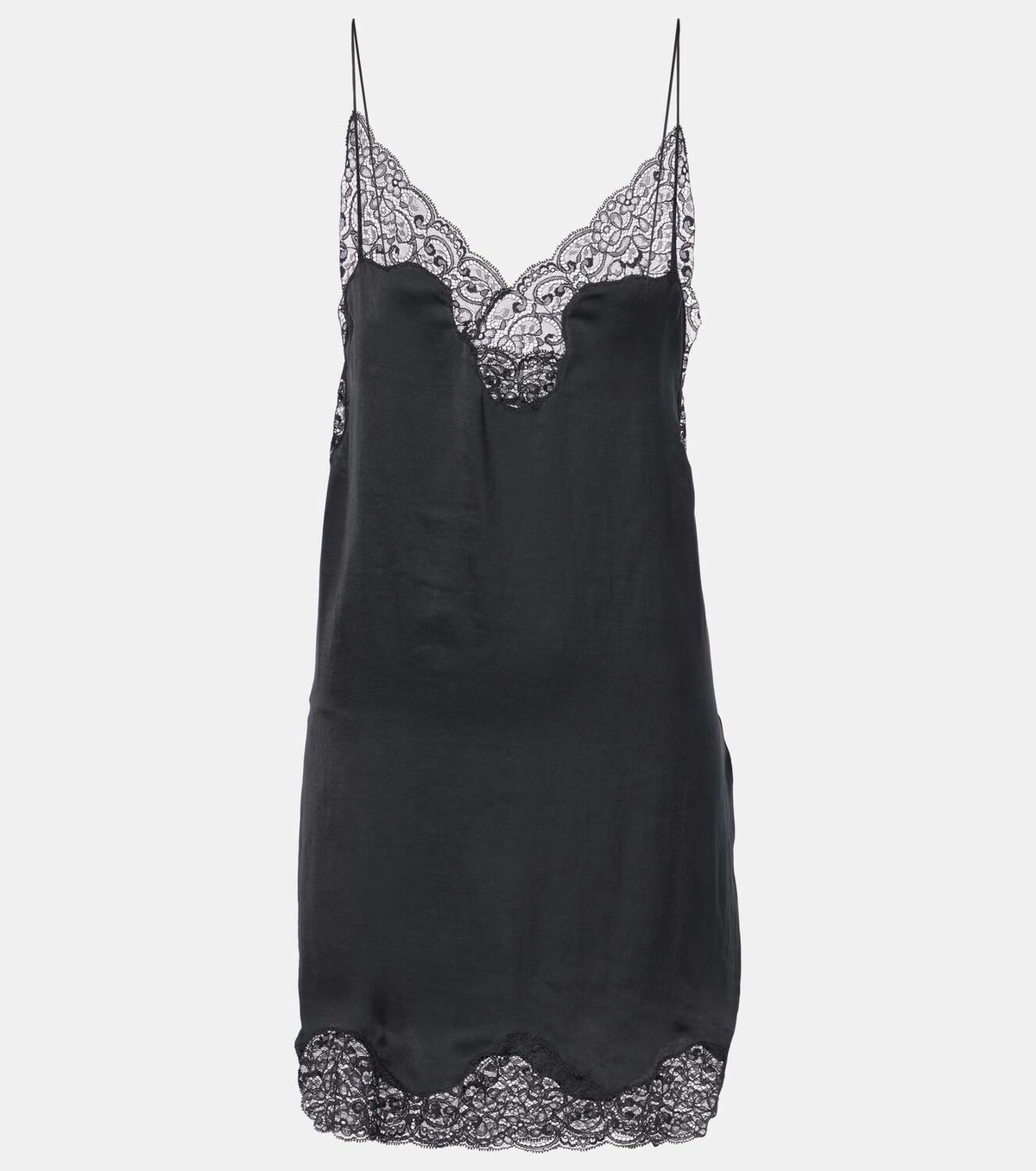 black slip dress lace trim Lace Trim Maxi Slip Dress Free Shipping main image 0