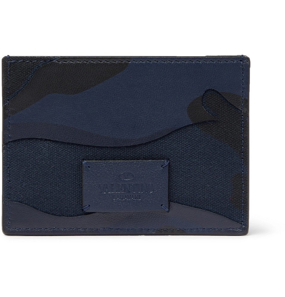 Valentino Valentino Garavani Camouflage-Print Leather and Canvas Cardholder - Men - Navy Valentino Garavani