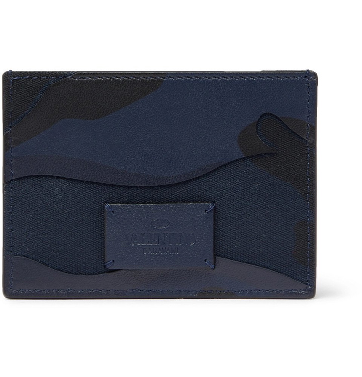 Photo: Valentino - Valentino Garavani Camouflage-Print Leather and Canvas Cardholder - Men - Navy