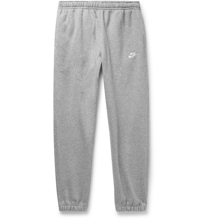 Photo: Nike - Sportswear Club Tapered Fleece-Back Cotton-Blend Jersey Sweatpants - Gray