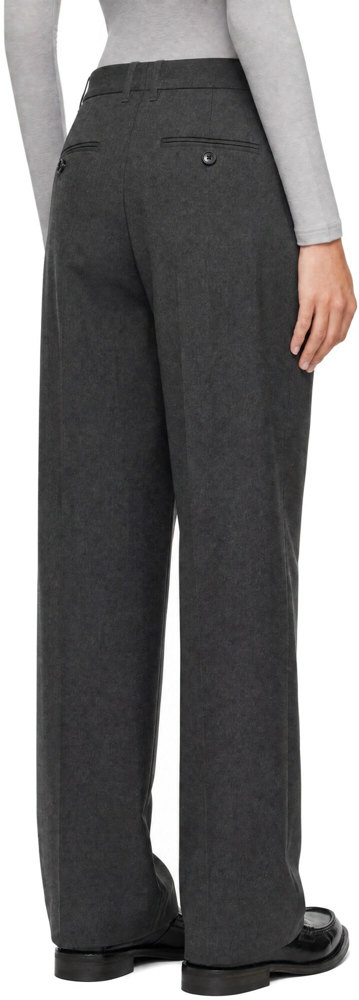 Dunst Gray Pleated Semi-Wide Trousers