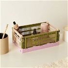 HAY Small Recycled Mix Colour Crate in Olive Powder