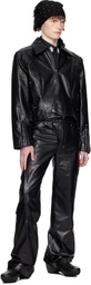Kiko Kostadinov Black Kraner Cropped Leather Jacket