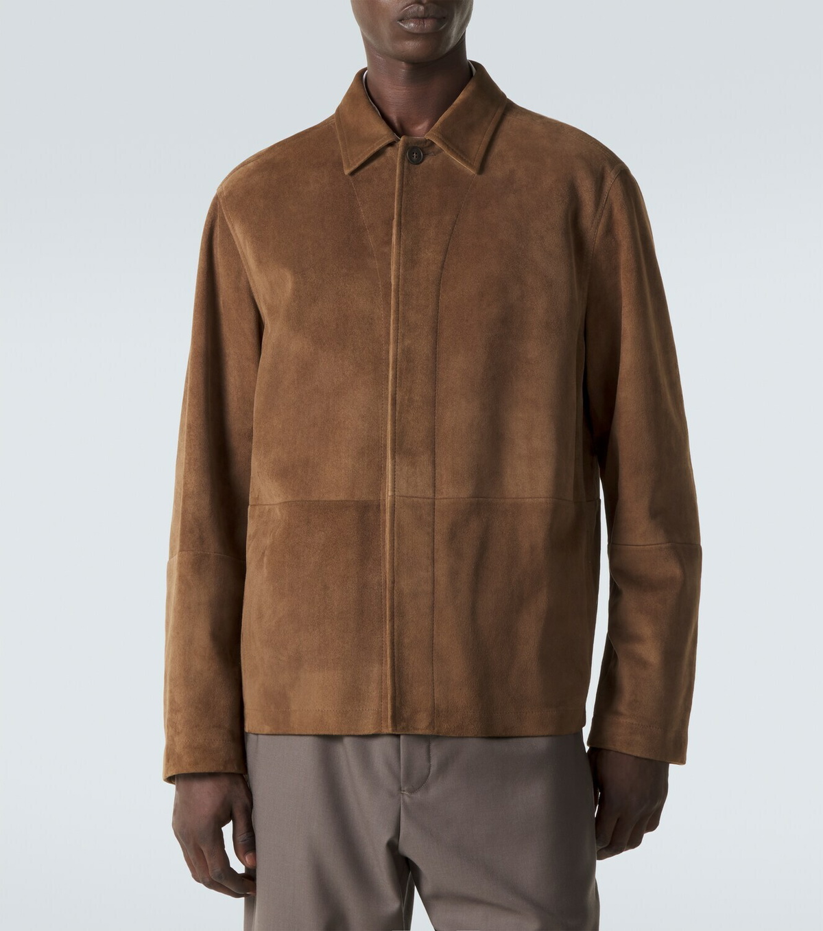 The Row Ulrich paneled suede jacket