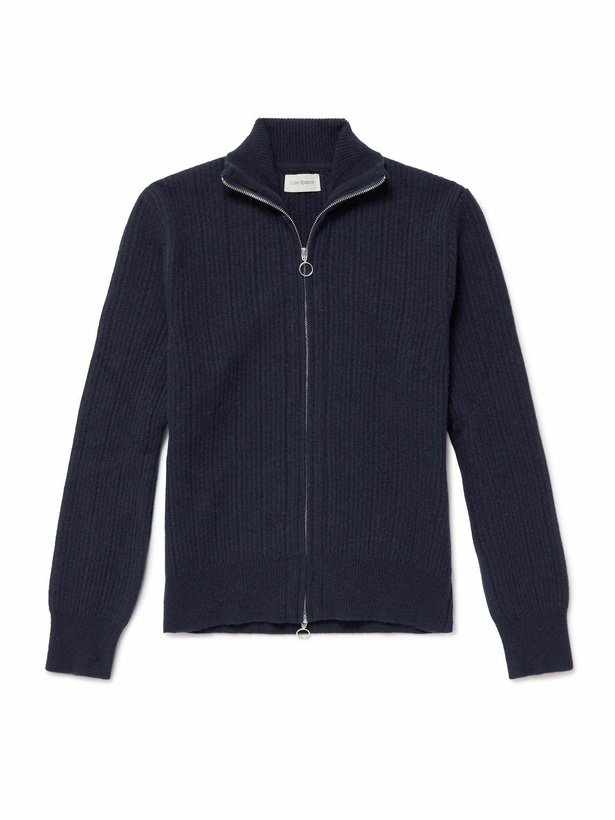 Photo: Oliver Spencer - Kilbrdige Ribbed Wool Zip-Up Cardigan - Blue