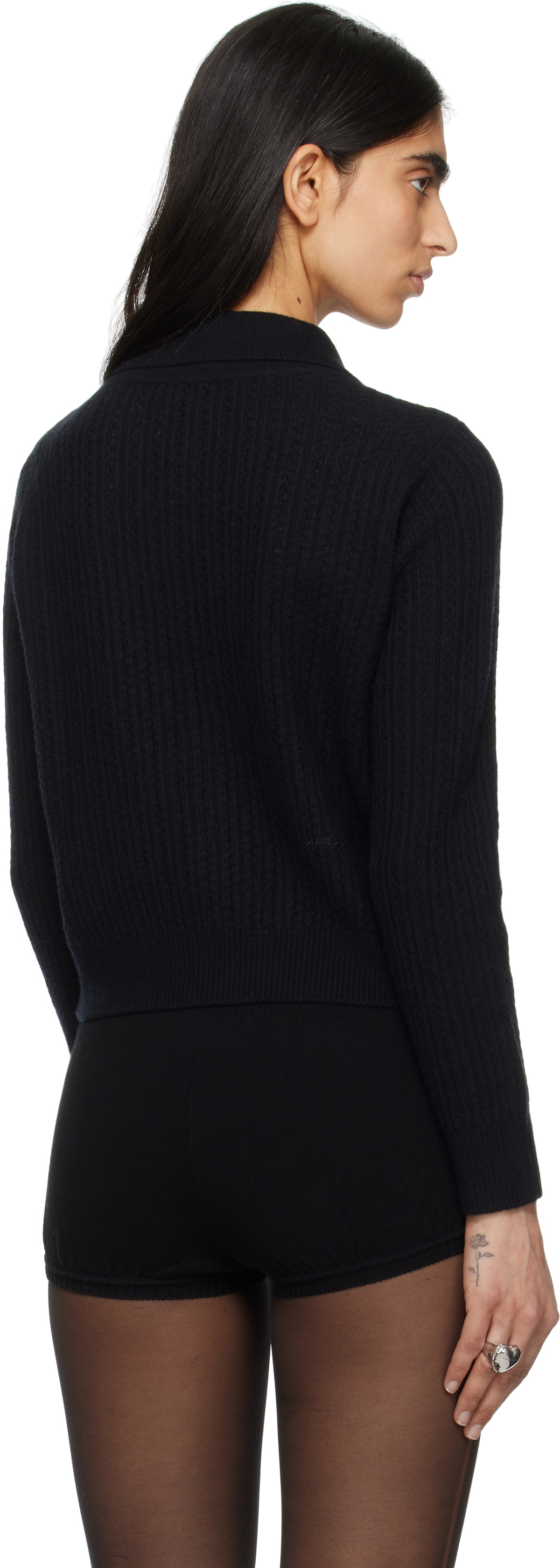 Marc Jacobs Black Cable Knit Charm Cardigan