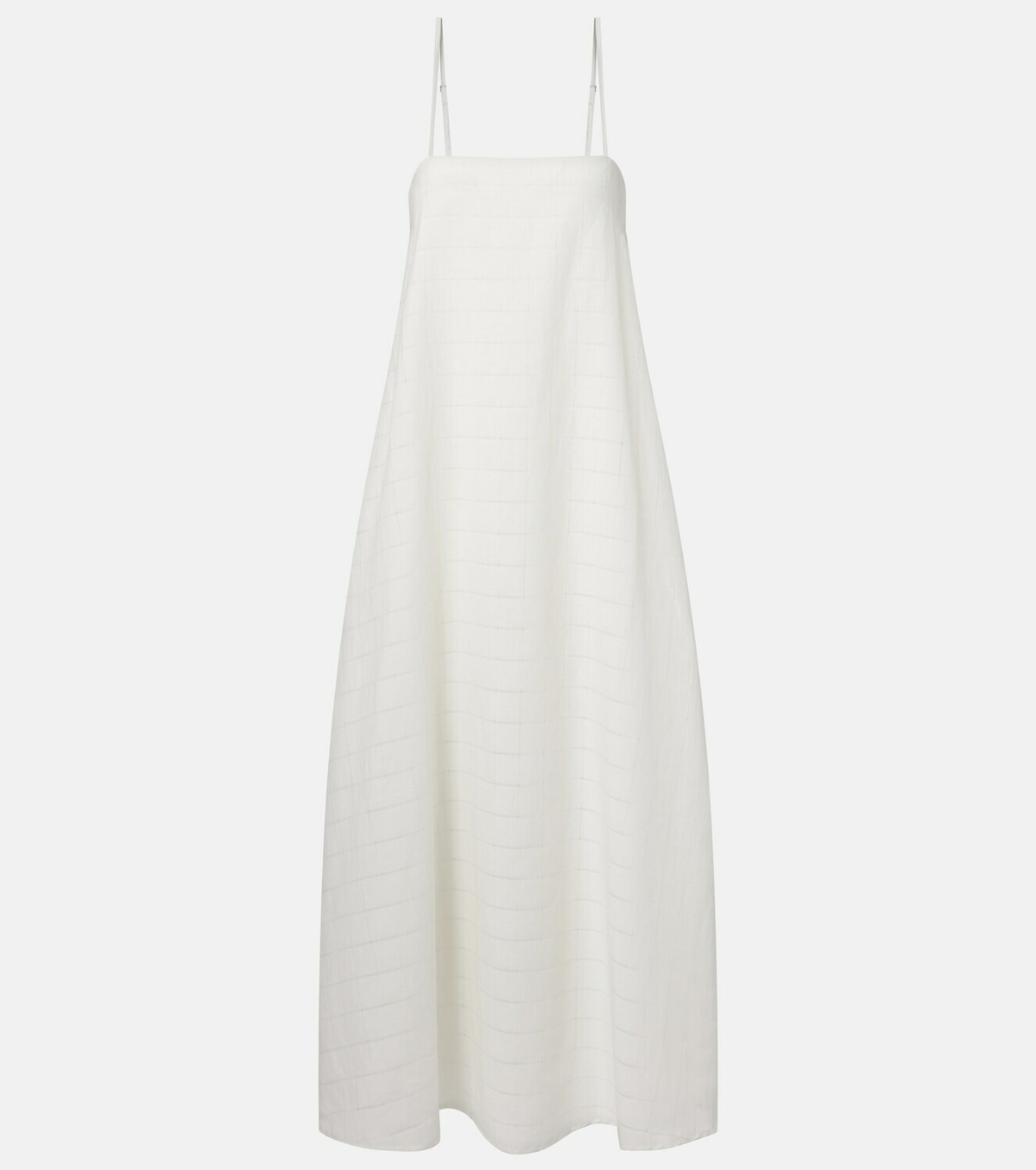 Asceno Melfi checked linen and cotton maxi dress
