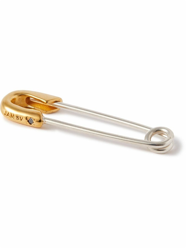 Photo: Jam Homemade - Safety Pin Silver, Gold-Plated and Diamond Single Earring