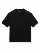 Rag & Bone - Johnny Harbour Ribbed Cotton-Blend Polo Shirt - Black