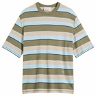 AMI Paris Men's Short Sleeve Oversized Striped T-Shirt in Bleucach/Kaki/Taupe/Encre