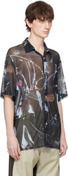 Serapis Blue & Black Sougiades Grid Mesh Shirt