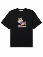 Maison Kitsuné - Logo-Print Cotton-Jersey T-Shirt - Black