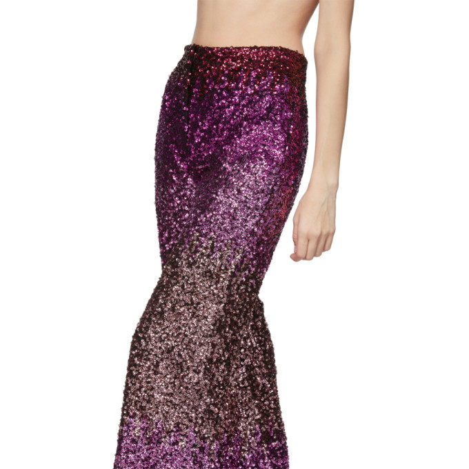 High-rise wide-leg sequined pants in pink - Halpern