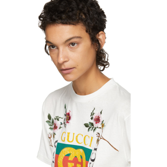 Gucci White Floral Logo T-Shirt Gucci